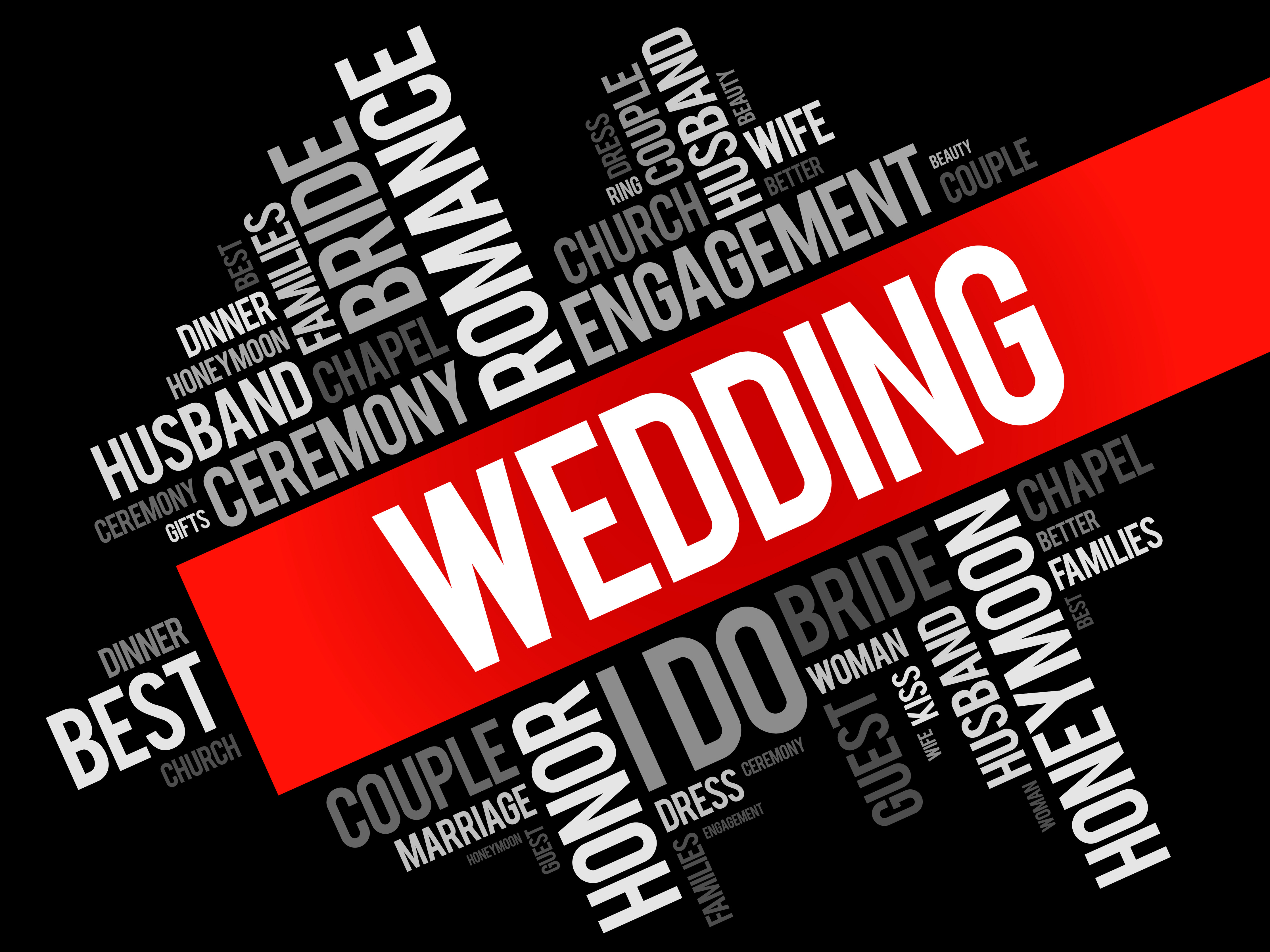 Wedding word cloud collage, social concept background
